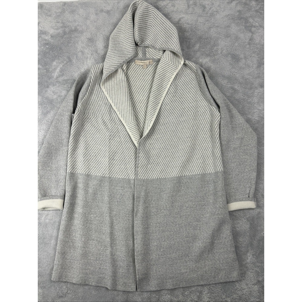 Lineamaglia Wool Blend Open Cardigan Hooded‎ Size Small Gray Made in Italy
